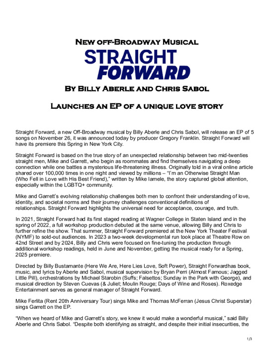 Broadway Musical – Billy Aberle and Chris Sabol – Straight Forward