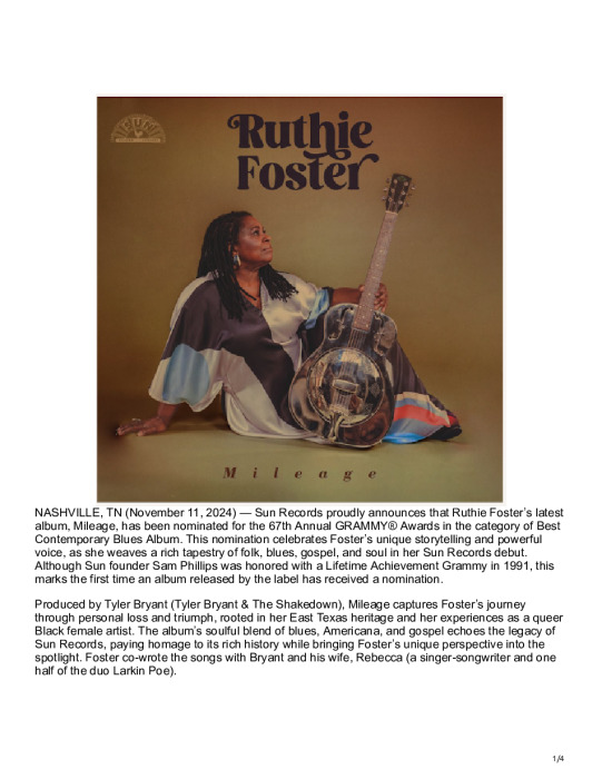 Ruthie Foster – 67th GRAMMY® Awards – Best Contemporary Blues Album