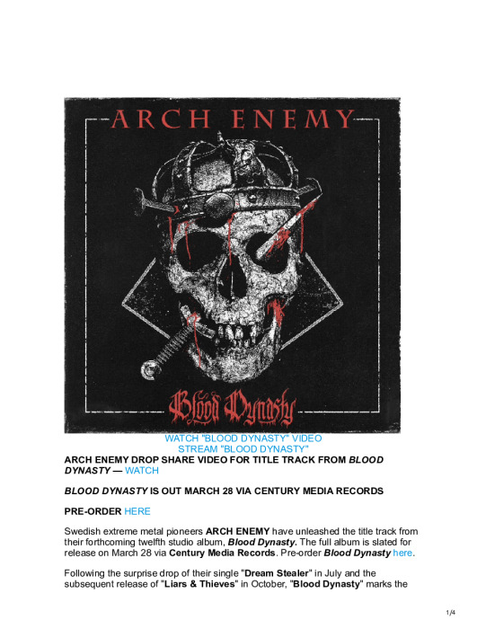 Arch Enemy “Blood Dynasty”