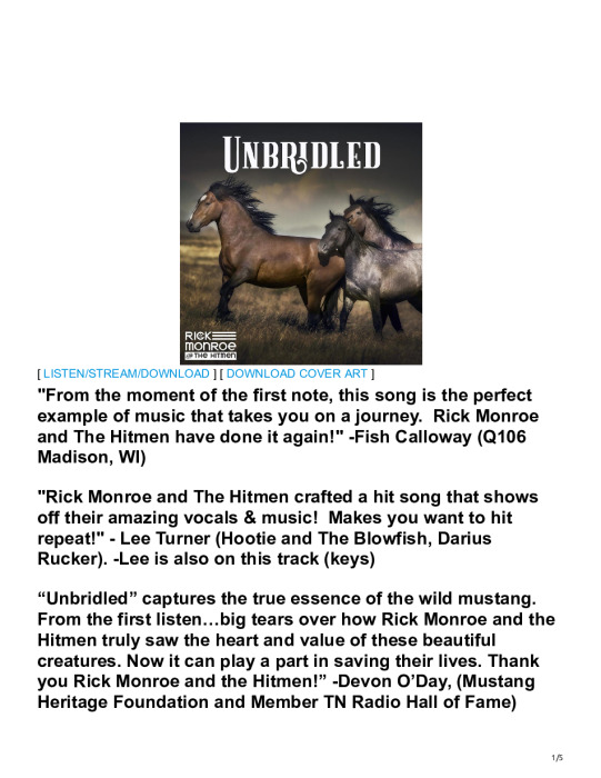 Rick Monroe and The Hitmen “Unbridled”