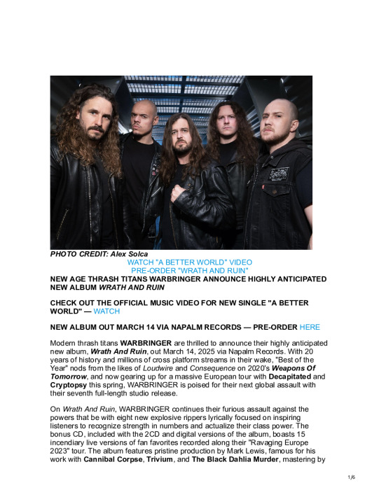 Thrash Titans WARBRINGER “A Better World”