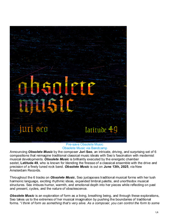 Obsolete Music – Juri Seo
